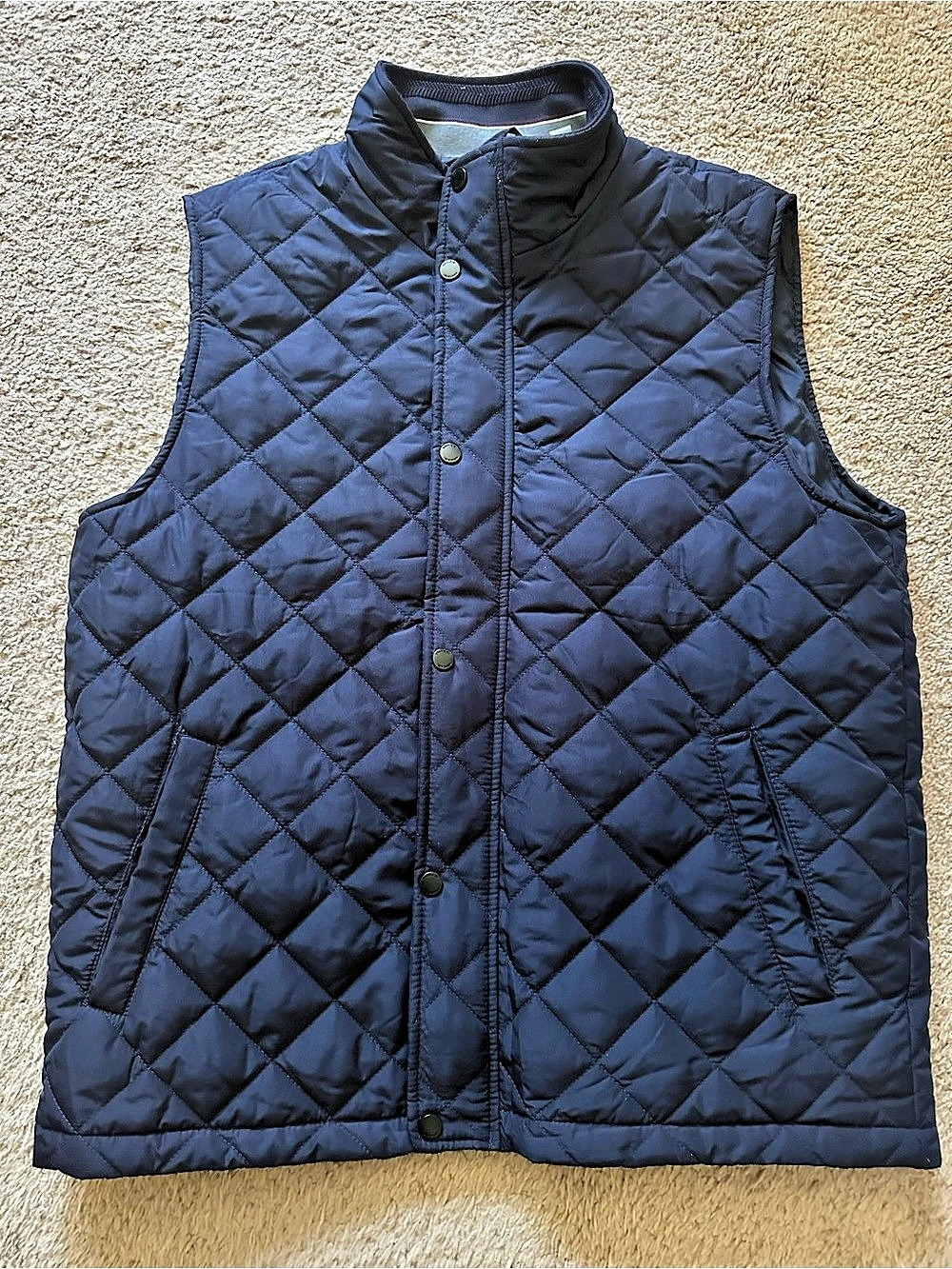 Tahari Quilted Puffer Vest in Blue Large